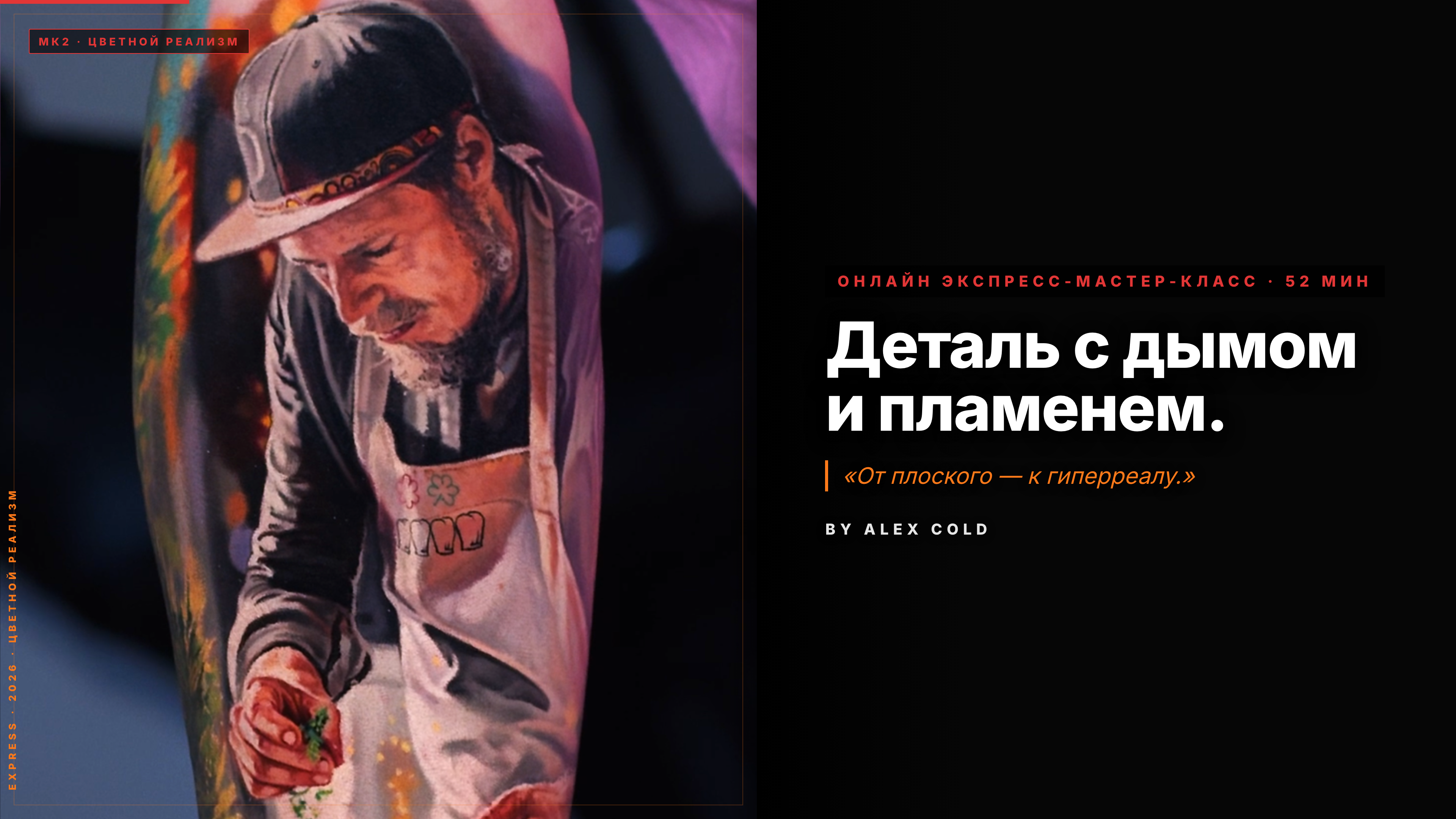 Искры и тёплое свечение, которые держатся на коже годами — онлайн-мастер-класс по татуировке, экспресс мастер-класс · 52 мин · цветной реализм, обучение тату от Alex Cold